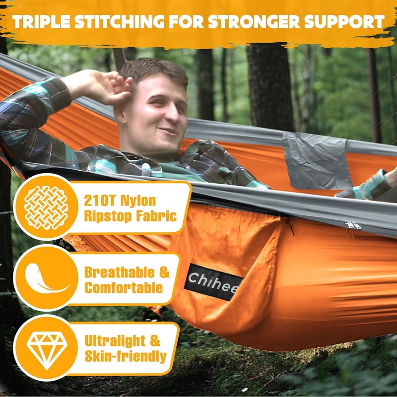 Chihee Ultra-Light Travel Camping Hammock Pop-up Net Hammock 660lbs Load Capacity,Breathable,Quick-Drying Parachute Nylon 2 Premium Carabiners,2 Tree Slings Included for Outdoor Backpacking Hiking - Image 2
